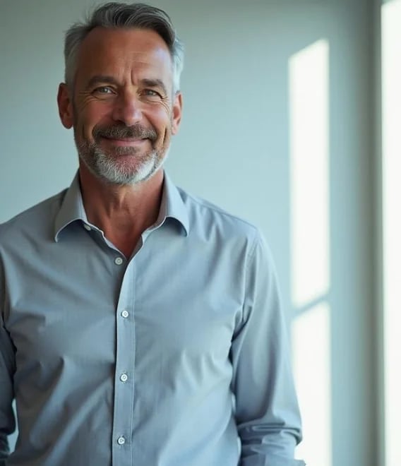 Man in his fifties smiling — peptide therapy evaluation at Liondale Medical